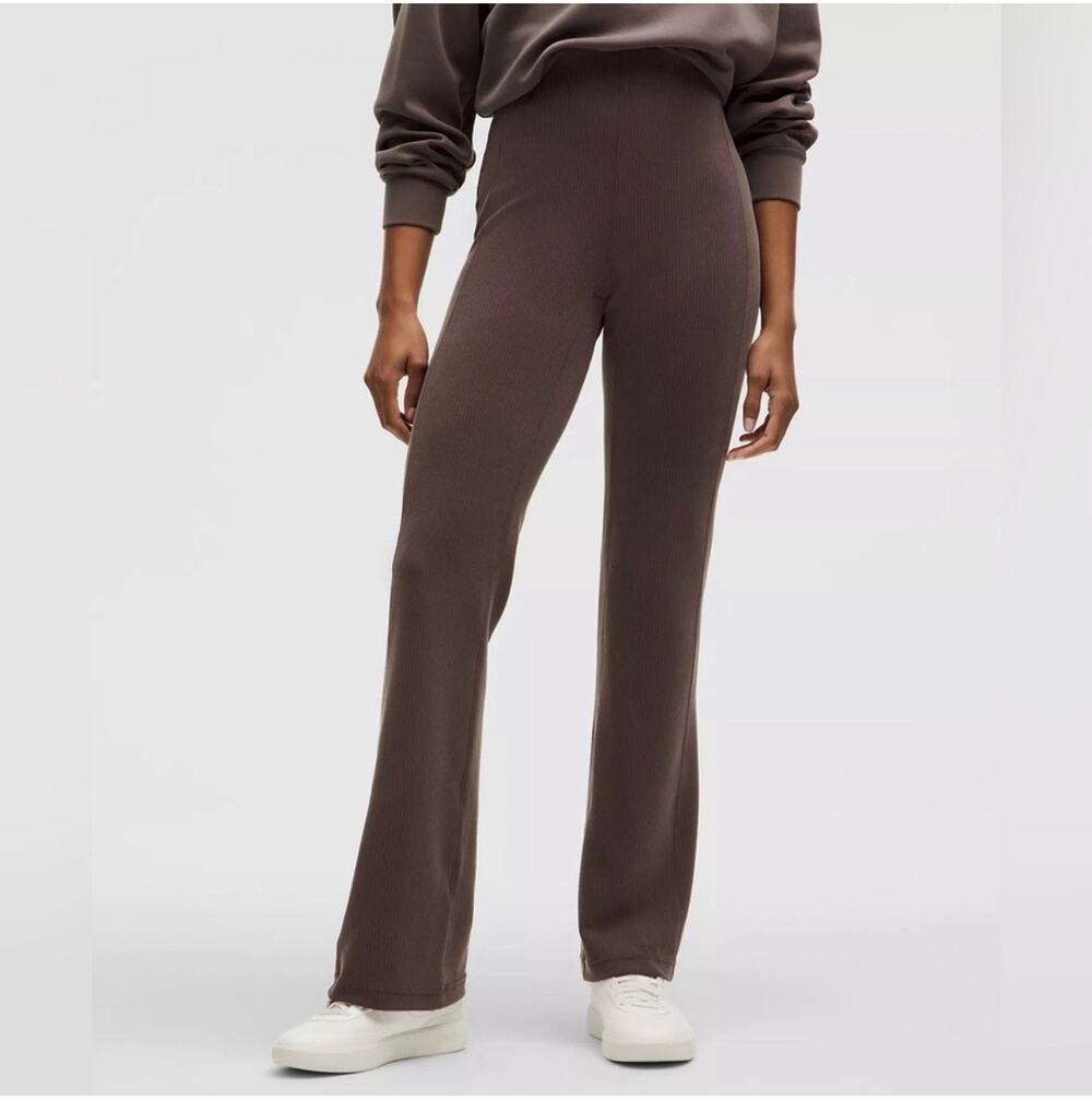 Lululemon Pants Womens 8 Espresso Brown Ribbed Softstreme Flared Regular Lounge